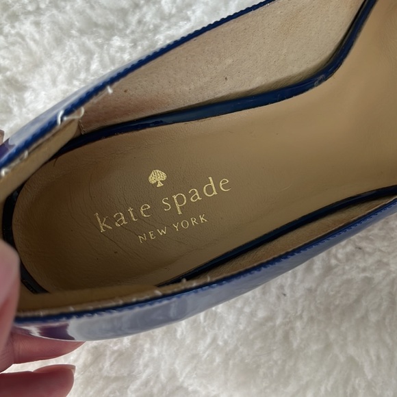 Kate spade royal blue patent peep toe wedge pump sz 9.5M - Picture 12 of 14